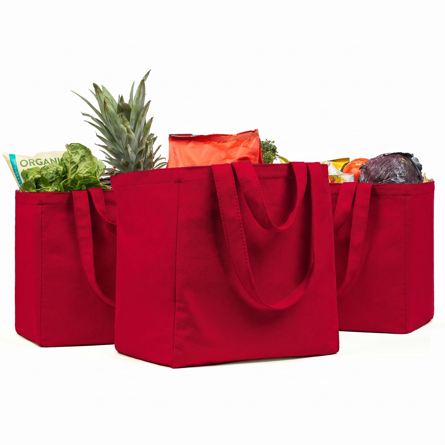 XL Canvas Grocery Tote Bag Set