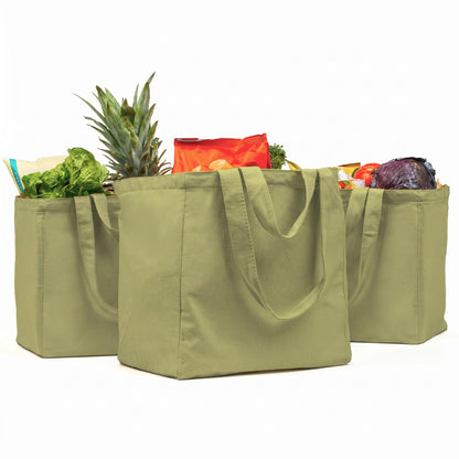 XL Canvas Grocery Tote Bag Set