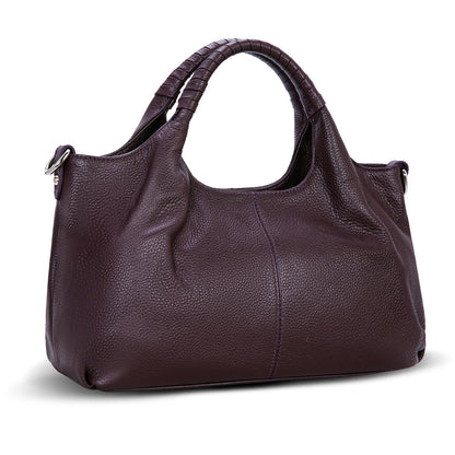 Medium Leather Shoulder Tote Bag With Crossbody Strap