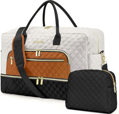 Large Travel Weekender Tote Bag With Wet Pocket