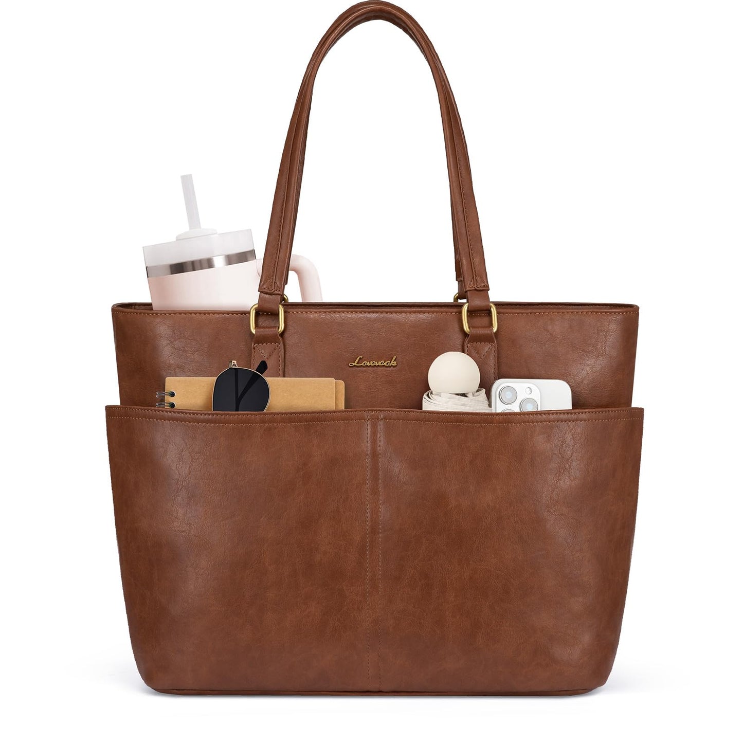 Vintage Leather Work Laptop Tote Bag