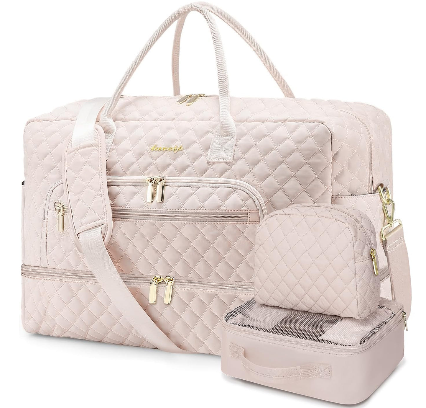 Large Travel Weekender Tote Bag With Wet Pocket