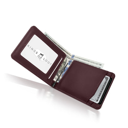 Minimalist Leather Wallet With Cash Pocket & Strap