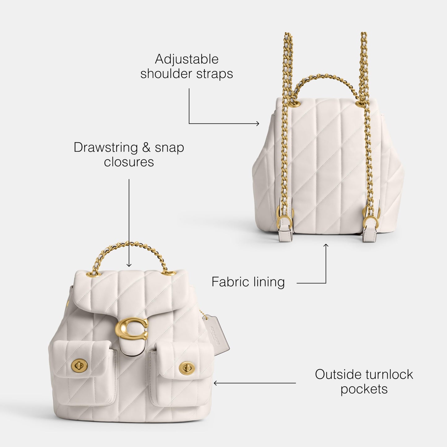 Quilted Leather Backpack With Signature Flap