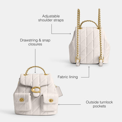 Quilted Leather Backpack With Signature Flap