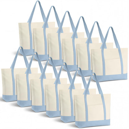 Large Canvas Tote Bag With Zip Closure