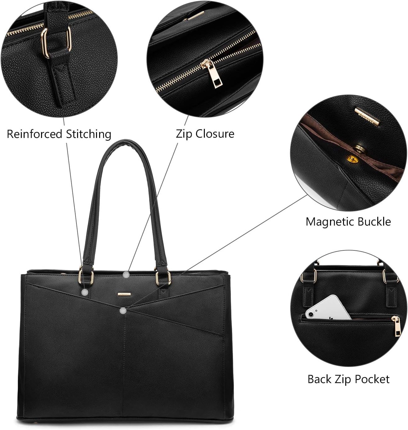 Waterproof Leather Laptop Tote Bag