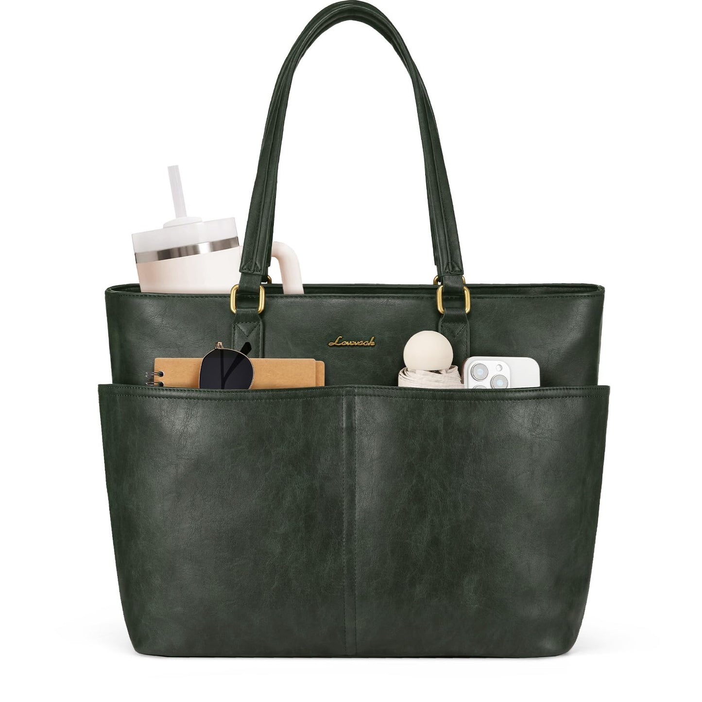 Vintage Leather Work Laptop Tote Bag