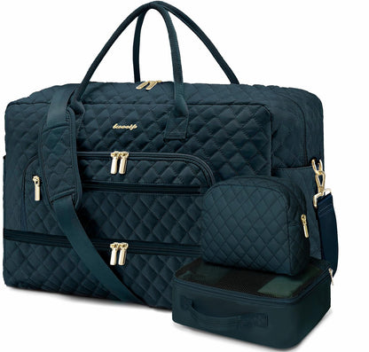 Large Travel Weekender Tote Bag With Wet Pocket