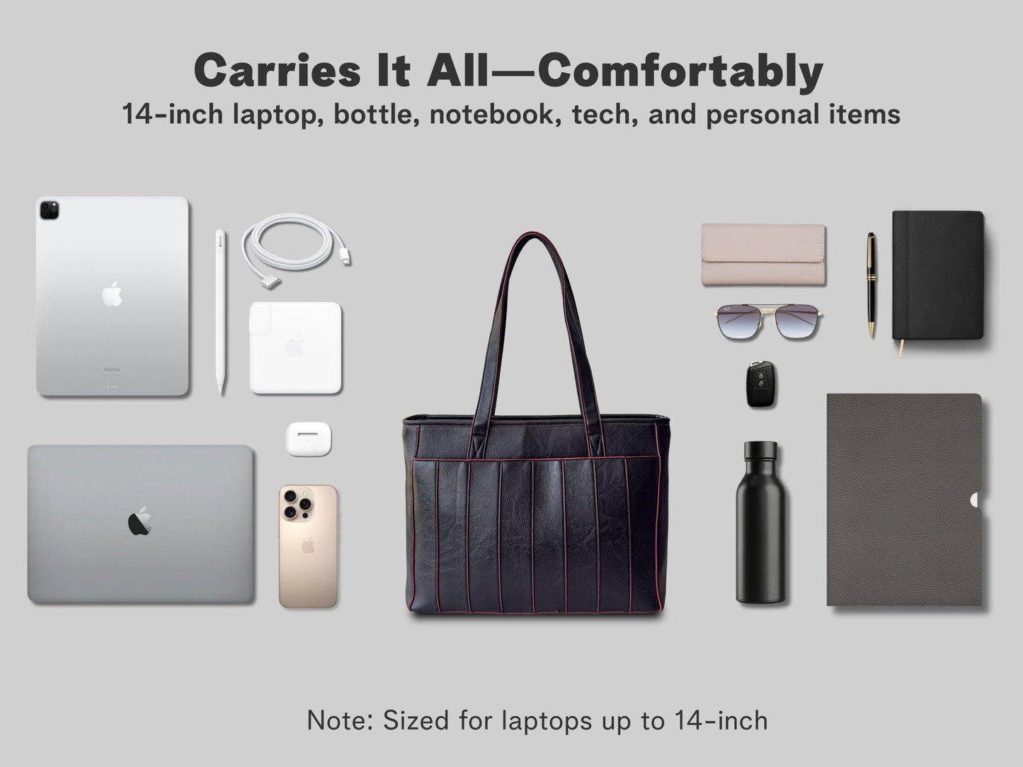 Vegan Leather Laptop Tote Bag