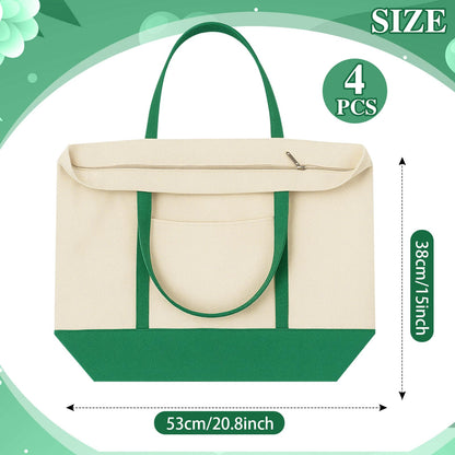 Large Canvas Tote Bag With Zip Closure
