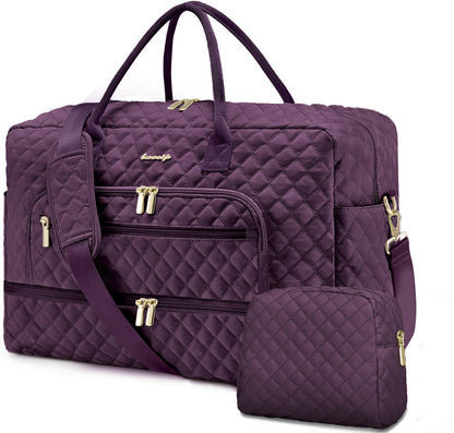 Large Travel Weekender Tote Bag With Wet Pocket
