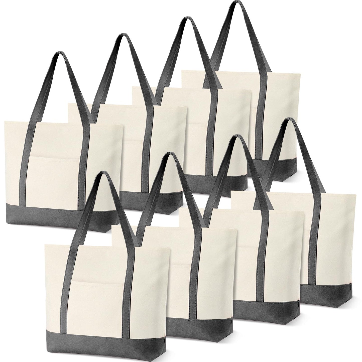 Large Canvas Tote Bag With Zip Closure