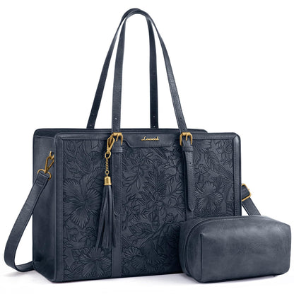 Vintage Leather Laptop Tote Bag