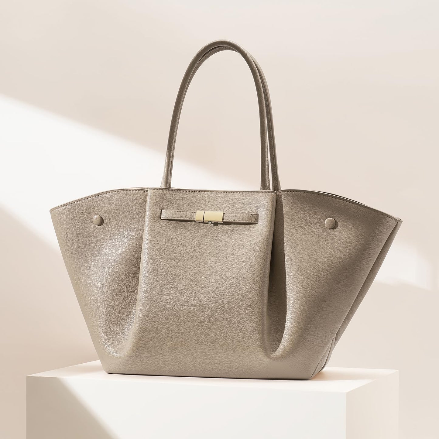 Large Vegan Leather Tote Bag With Top Handle