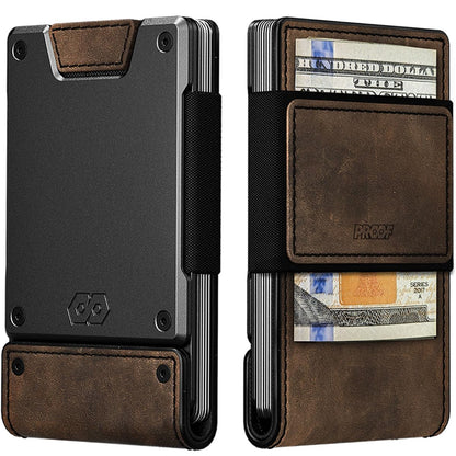Slim RFID Leather Wallet With Card Pull Strap