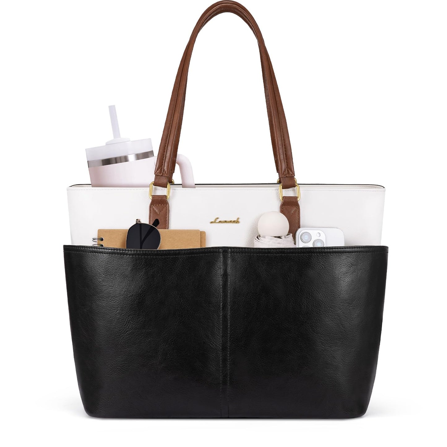 Vintage Leather Work Laptop Tote Bag