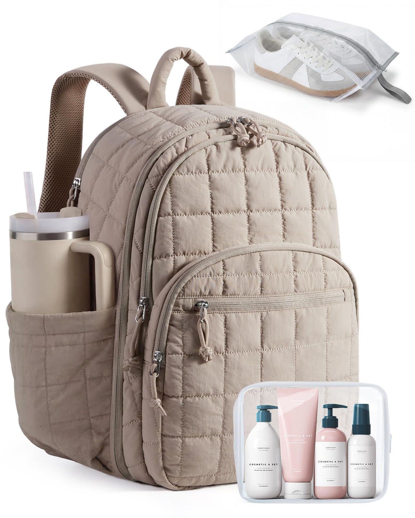 Quilted Laptop Backpack With Water-Resistant Design