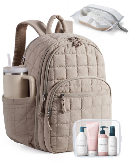 Quilted Laptop Backpack With Water-Resistant Design