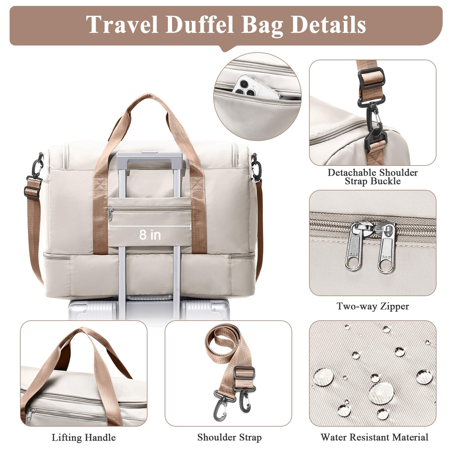 Large Weekender Travel Bag With Shoe Compartment