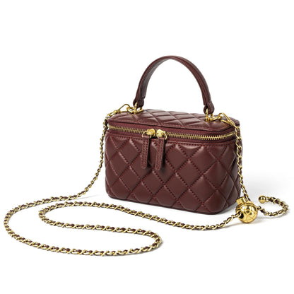 Quilted Leather Mini Top Handle Crossbody Bag