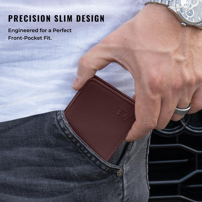 Minimalist Leather Wallet With Cash Pocket & Strap