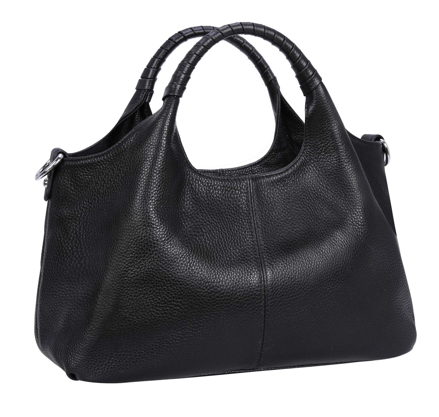 Medium Leather Shoulder Tote Bag With Crossbody Strap