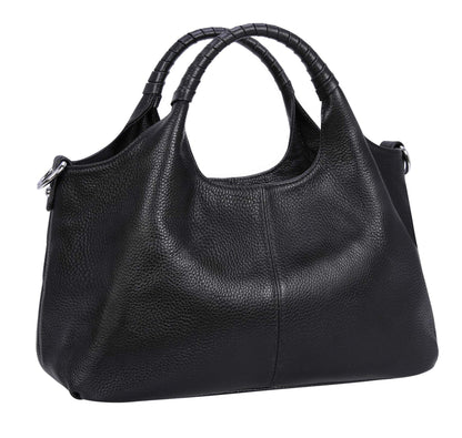 Medium Leather Shoulder Tote Bag With Crossbody Strap