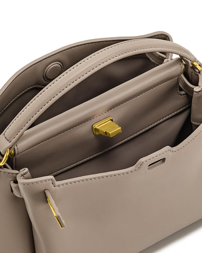 Top Handle Leather Bag With Structured Silhouette