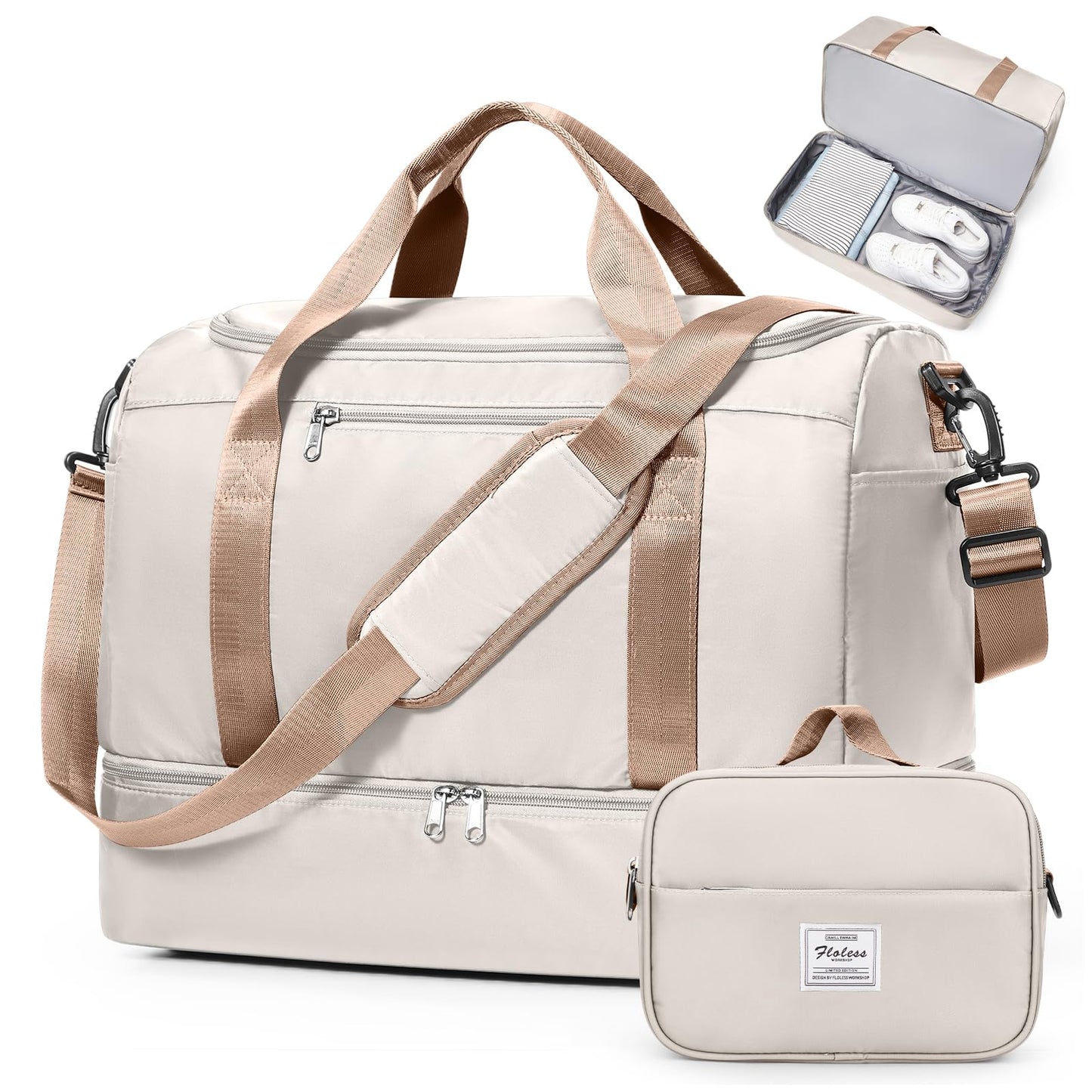 Large Weekender Travel Bag With Shoe Compartment