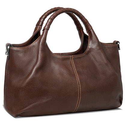 Medium Leather Shoulder Tote Bag With Crossbody Strap