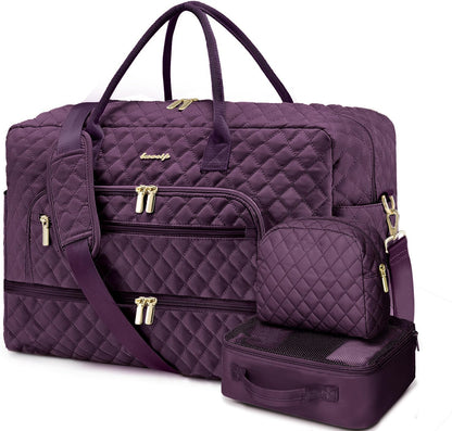 Large Travel Weekender Tote Bag With Wet Pocket