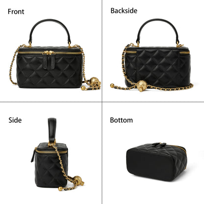 Quilted Leather Mini Top Handle Crossbody Bag