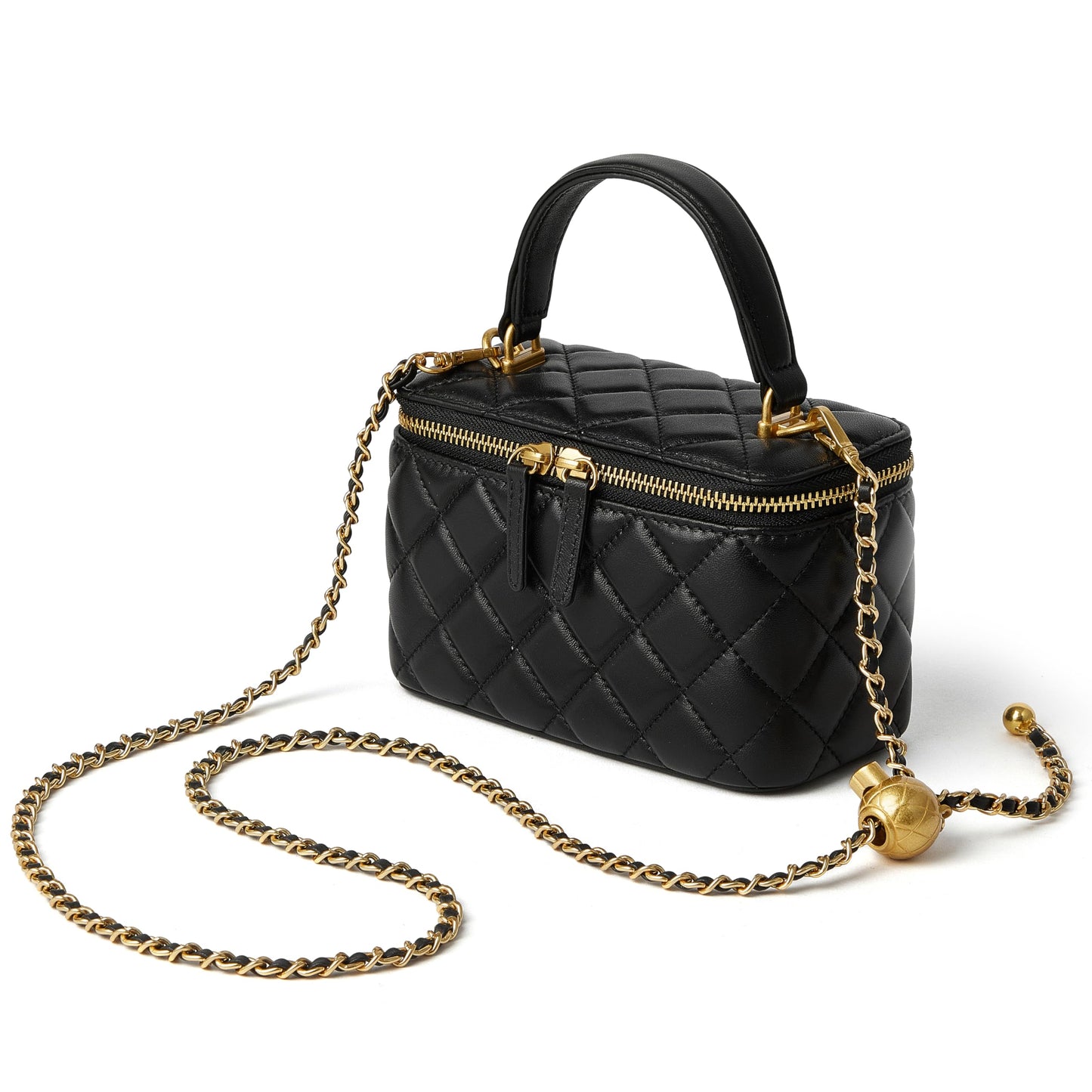 Quilted Leather Mini Top Handle Crossbody Bag