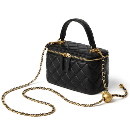 Quilted Leather Mini Top Handle Crossbody Bag