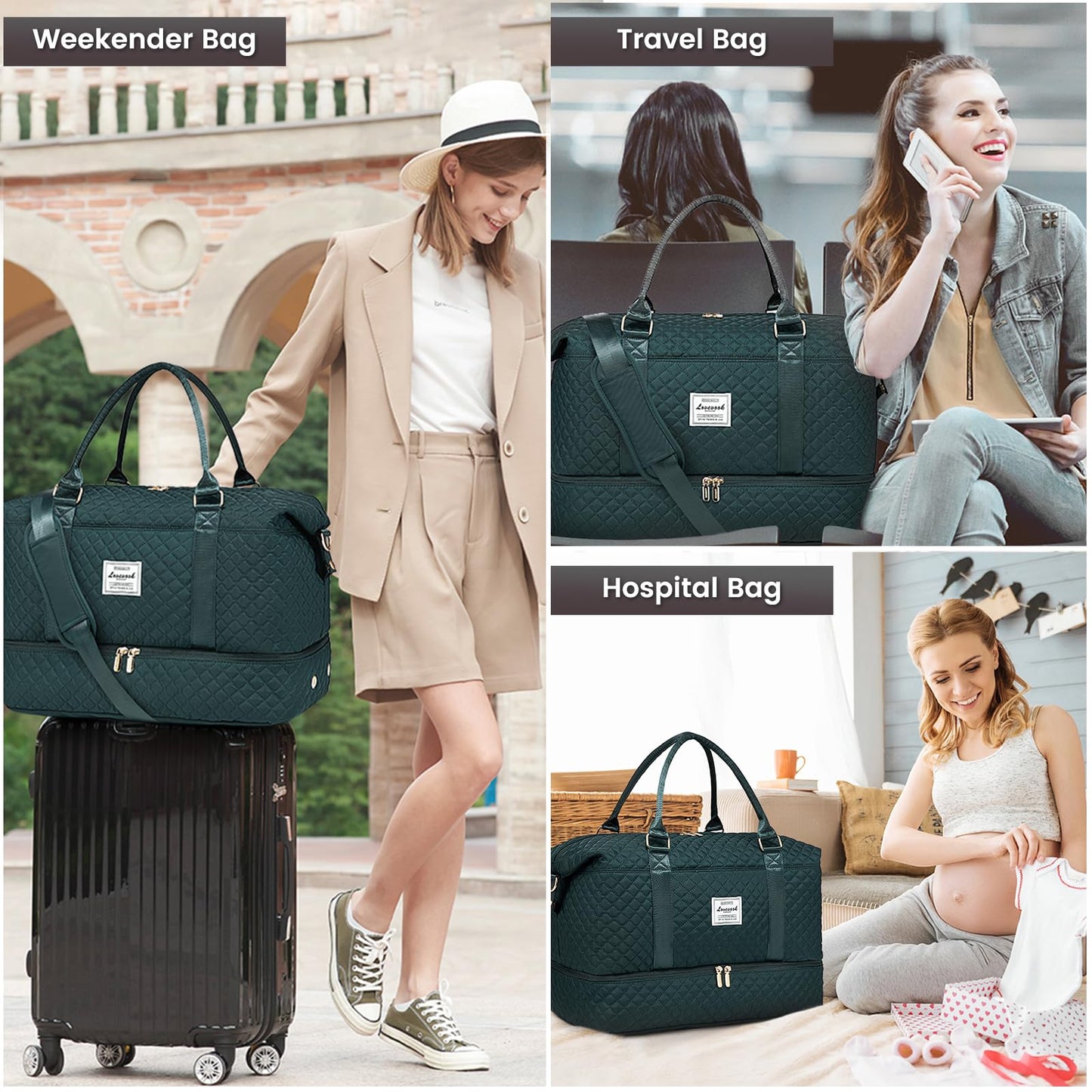 Weekender Travel Bag With Shoe & Wet Pocket