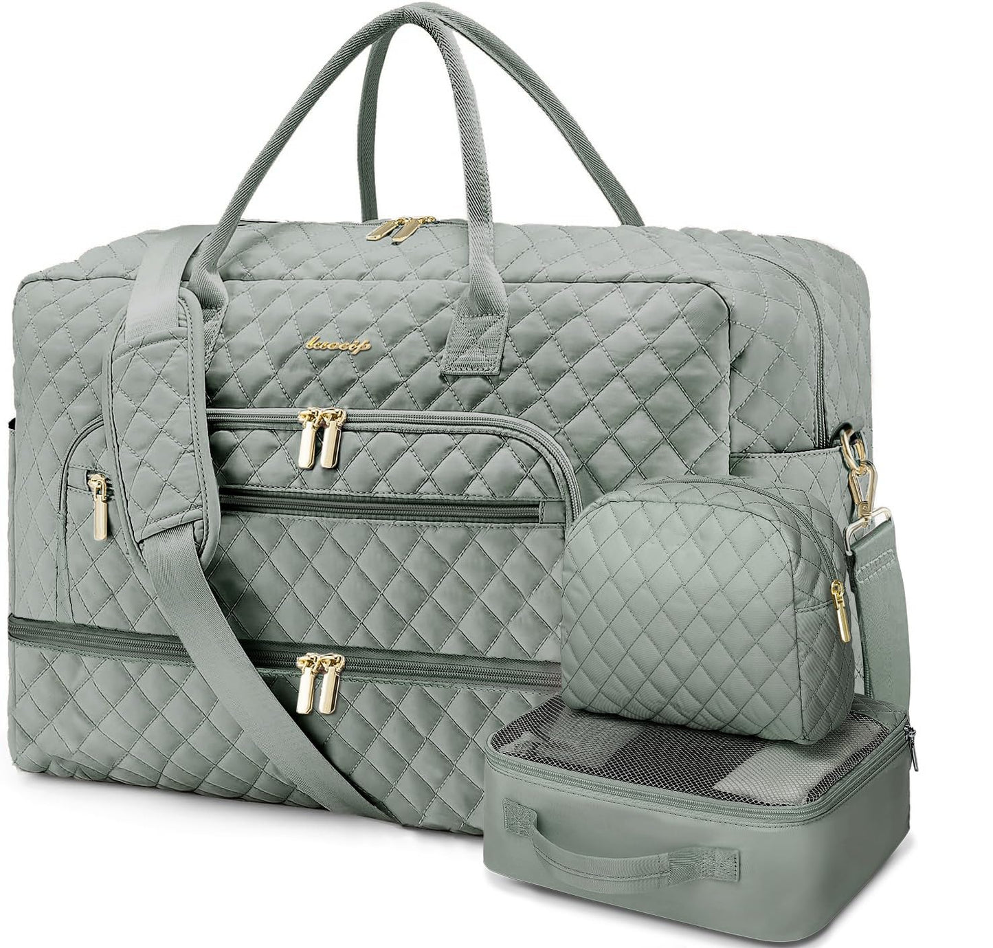Large Travel Weekender Tote Bag With Wet Pocket