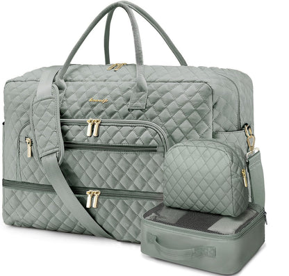 Large Travel Weekender Tote Bag With Wet Pocket