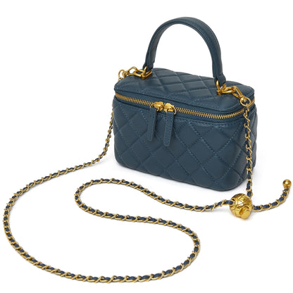 Quilted Leather Mini Top Handle Crossbody Bag