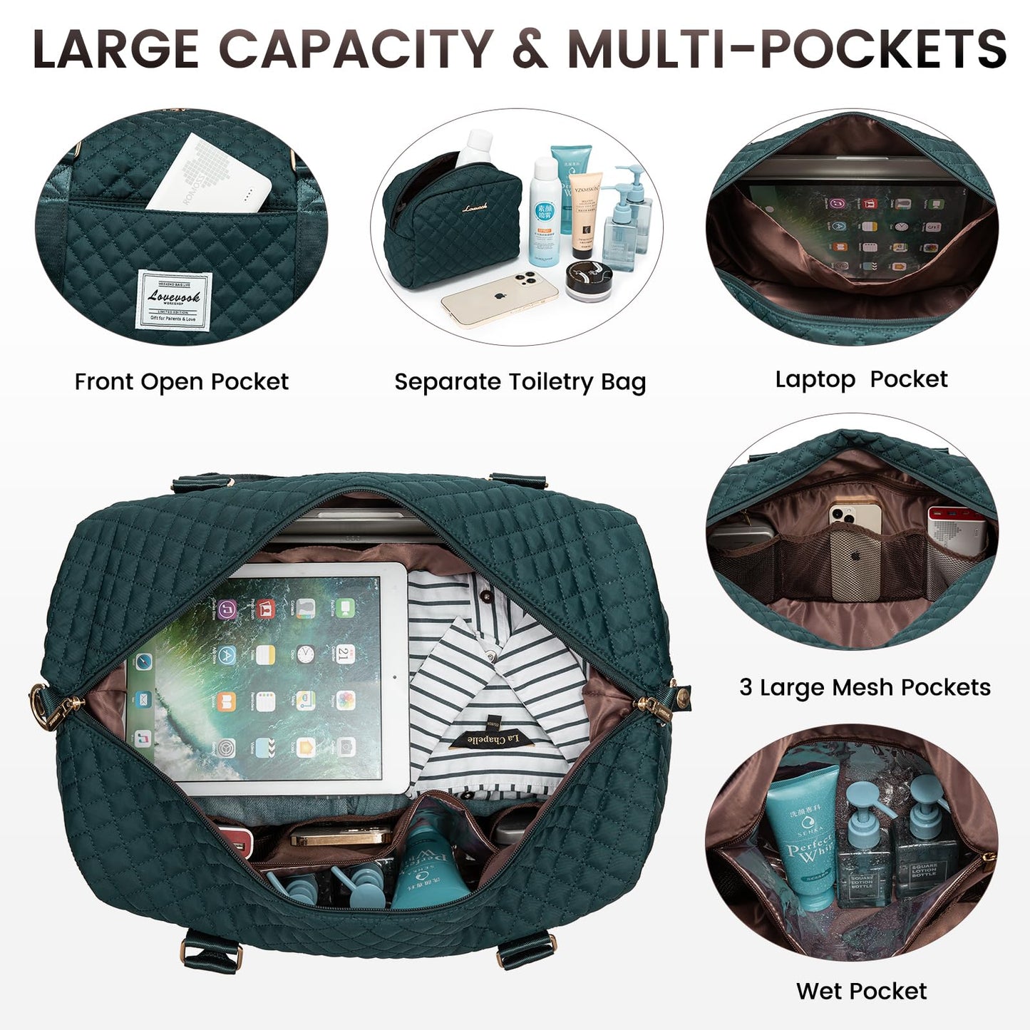 Weekender Travel Bag With Shoe & Wet Pocket