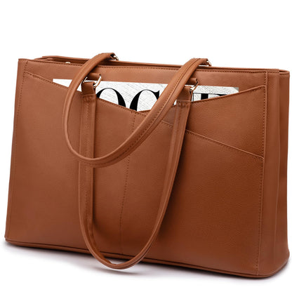 Waterproof Leather Laptop Tote Bag