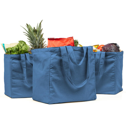 XL Canvas Grocery Tote Bag Set