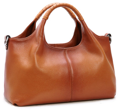 Medium Leather Shoulder Tote Bag With Crossbody Strap