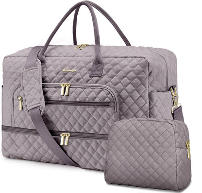 Large Travel Weekender Tote Bag With Wet Pocket