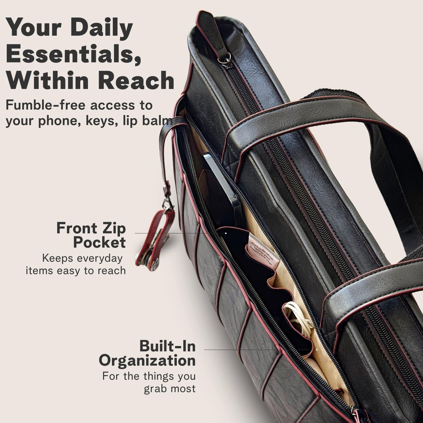 Vegan Leather Laptop Tote Bag