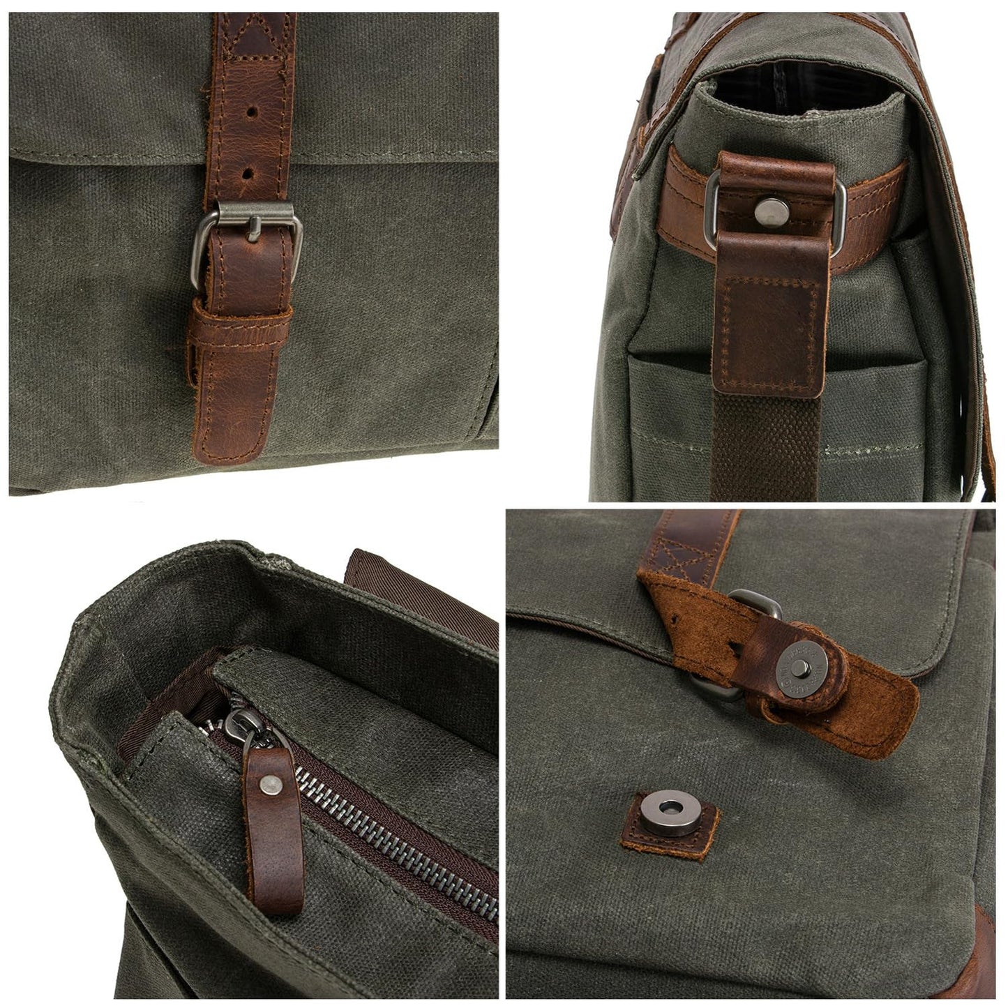 Vintage Leather Canvas Laptop Satchel Bag