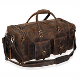 Large Leather Weekender Duffel Bag For Travel