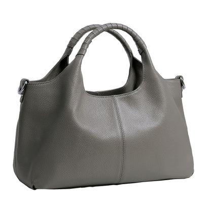 Medium Leather Shoulder Tote Bag With Crossbody Strap