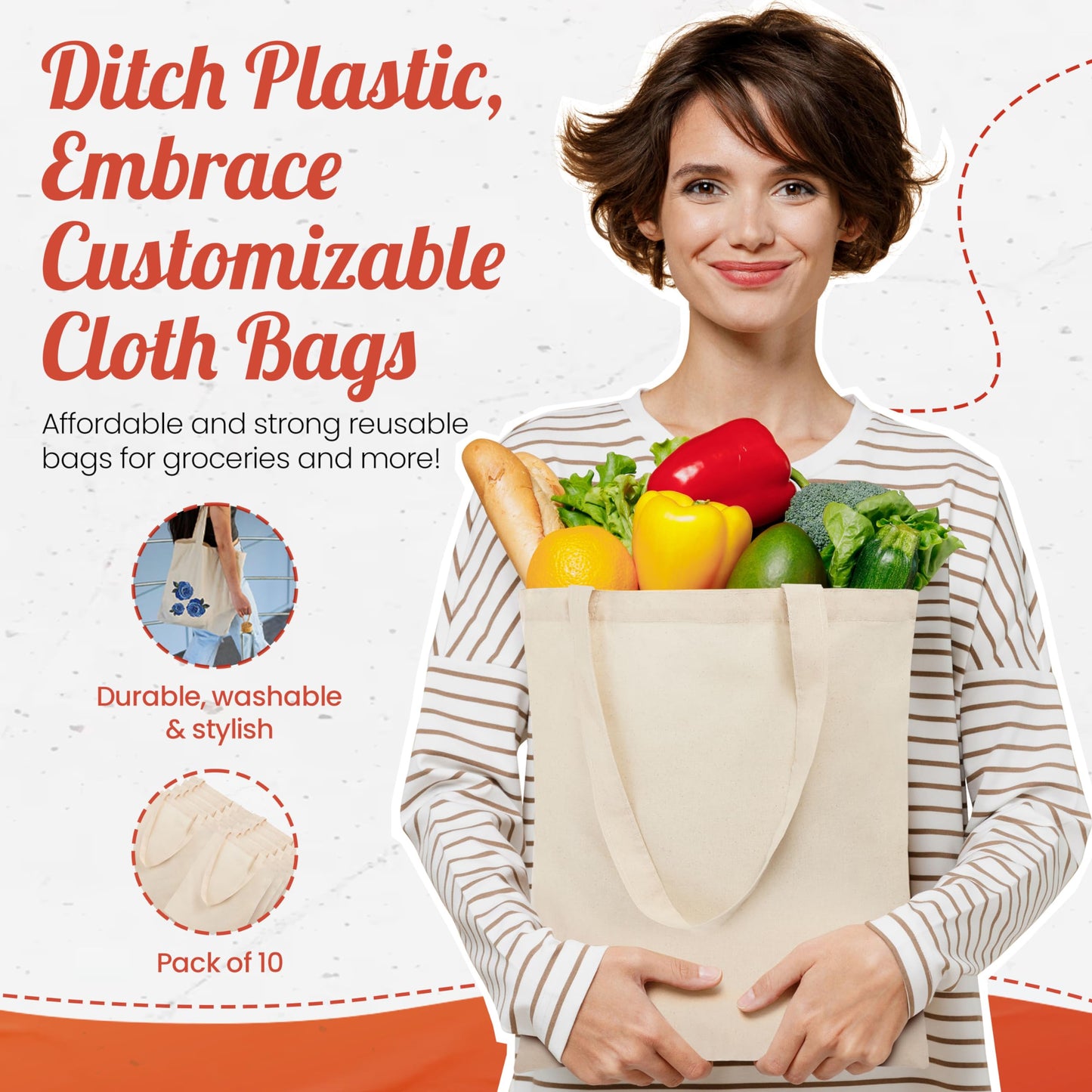 Lightweight Canvas Tote Shopping Bag