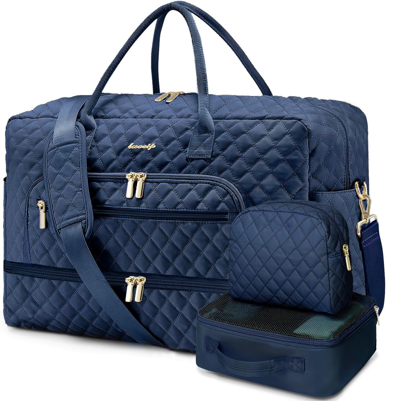 Large Travel Weekender Tote Bag With Wet Pocket